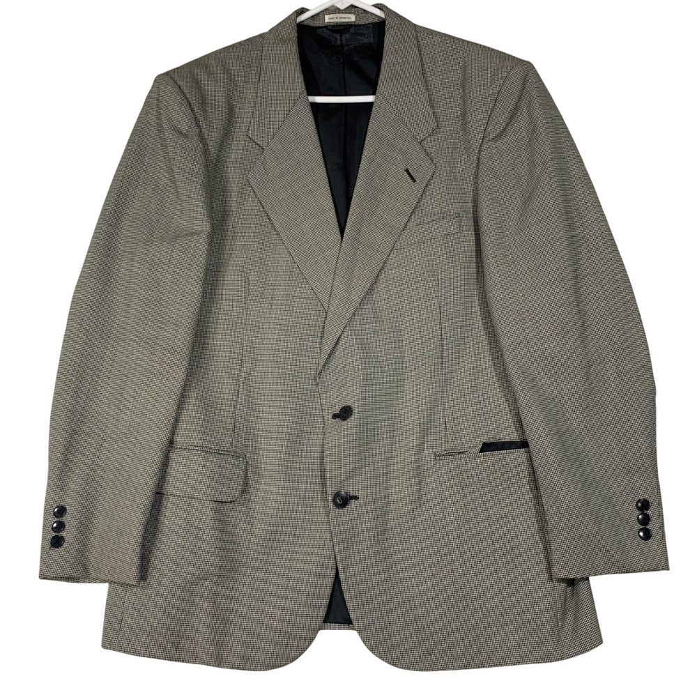 Vintage The New York Suit Exchange Blazer Houndstooth Wool Two Button Jacket 42R
